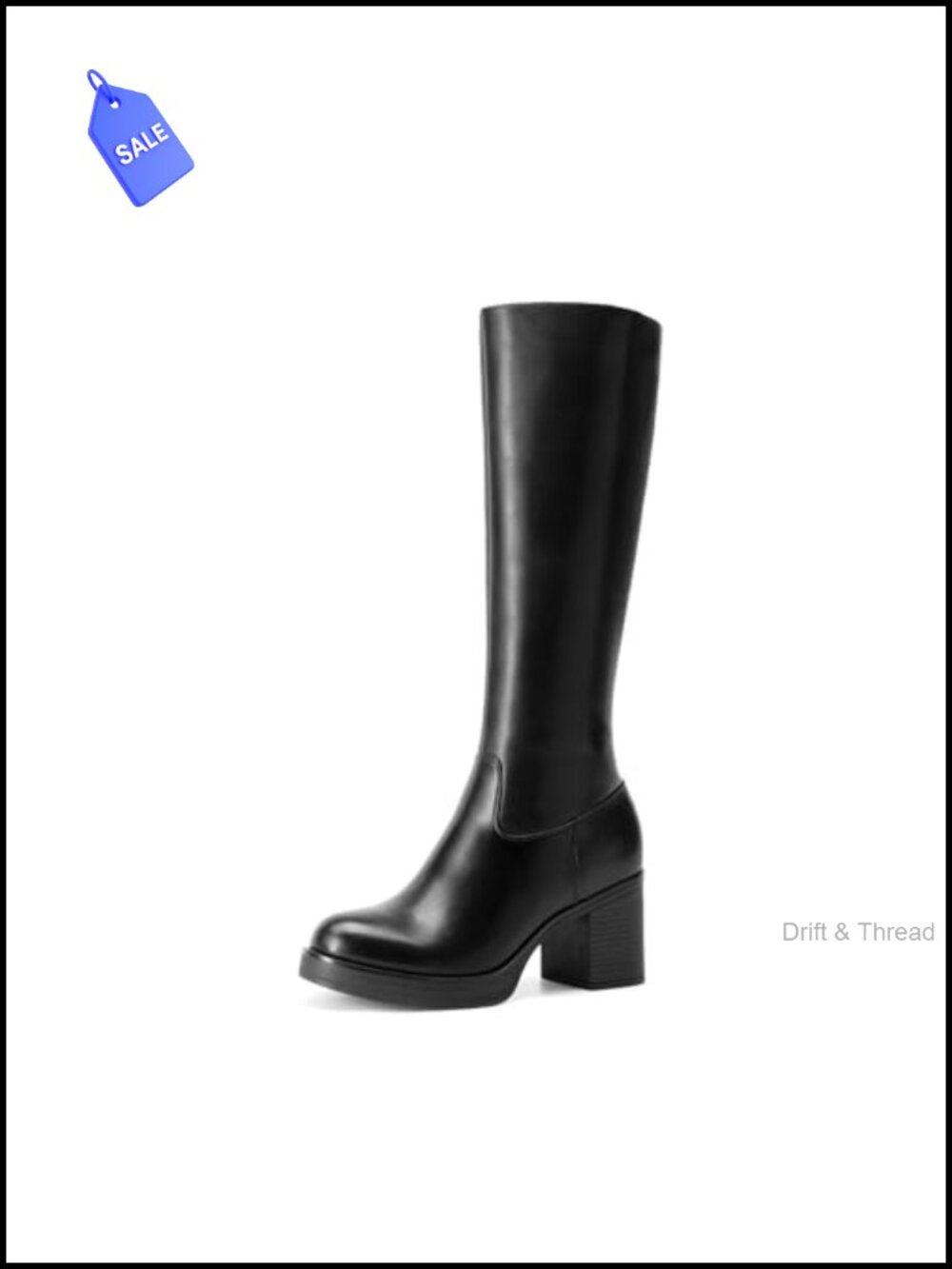 Womens Knee High Platform Boots Faux Leather Heeled Round Toe Tall Boots